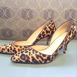 J. Crew Colette doorway pumps in leopard calf hair, Size  7, Brand New